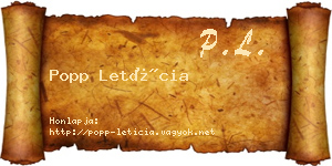 Popp Letícia névjegykártya